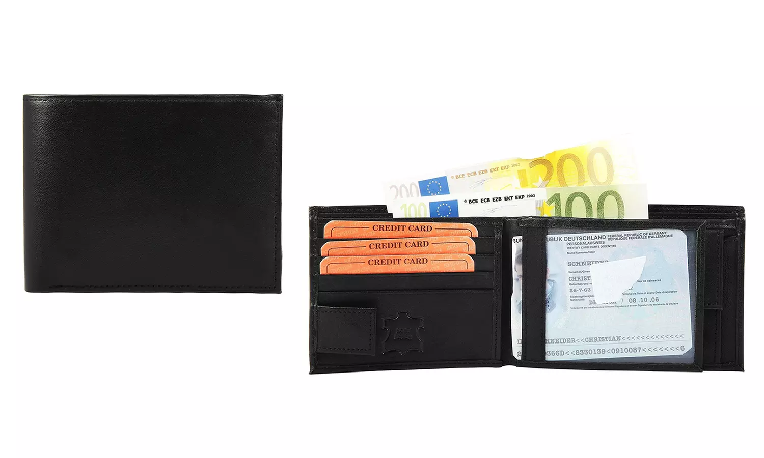 1x, 2x, oder 3x Herren- oder Unisex-Geldbörse aus Leder