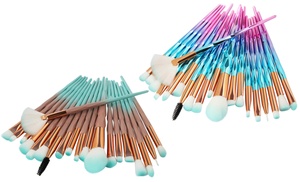 One or Two 20-Piece Diamond Makeup Brush Sets