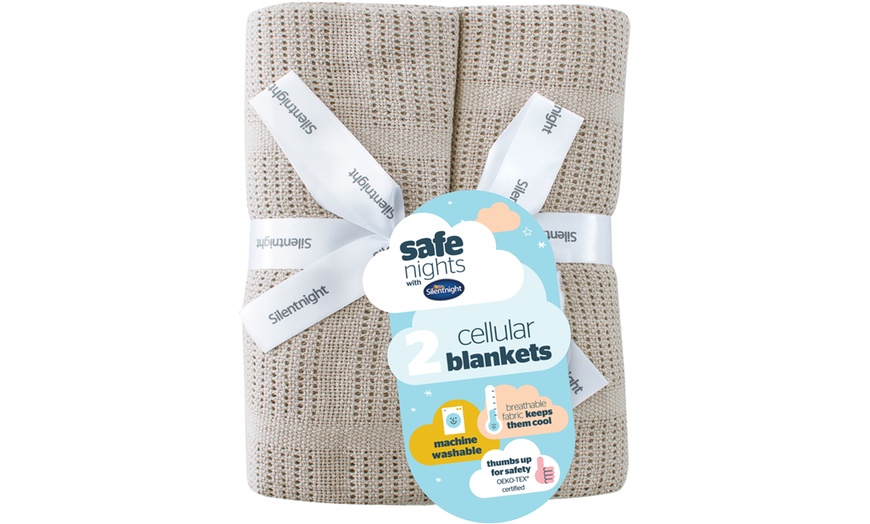 Image 13: 2 Pack Silentnight Safe Nights Cellular Baby Blanket - 100% Cotton, Breathable 