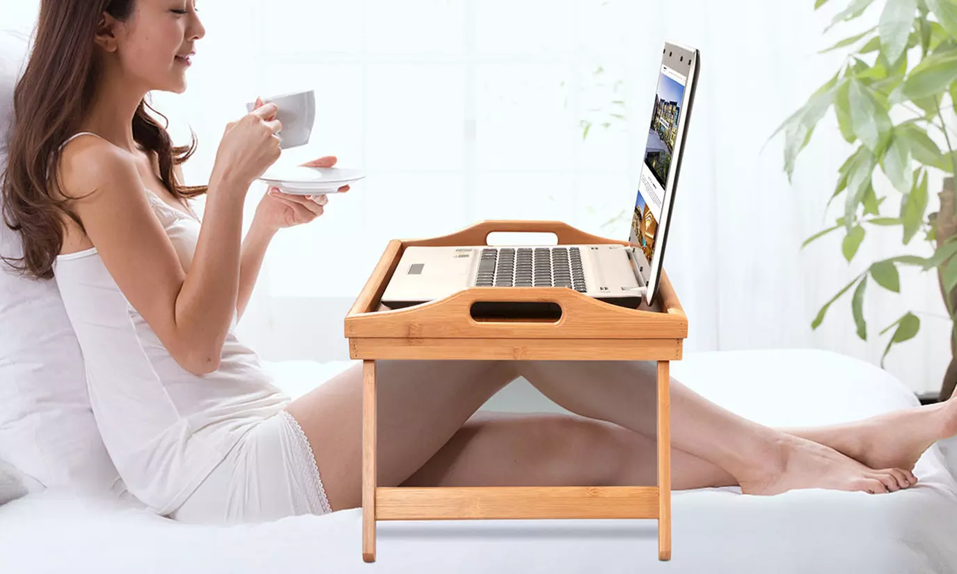iMounTEK Foldable Bamboo Laptop Table with Handles - Primary Image