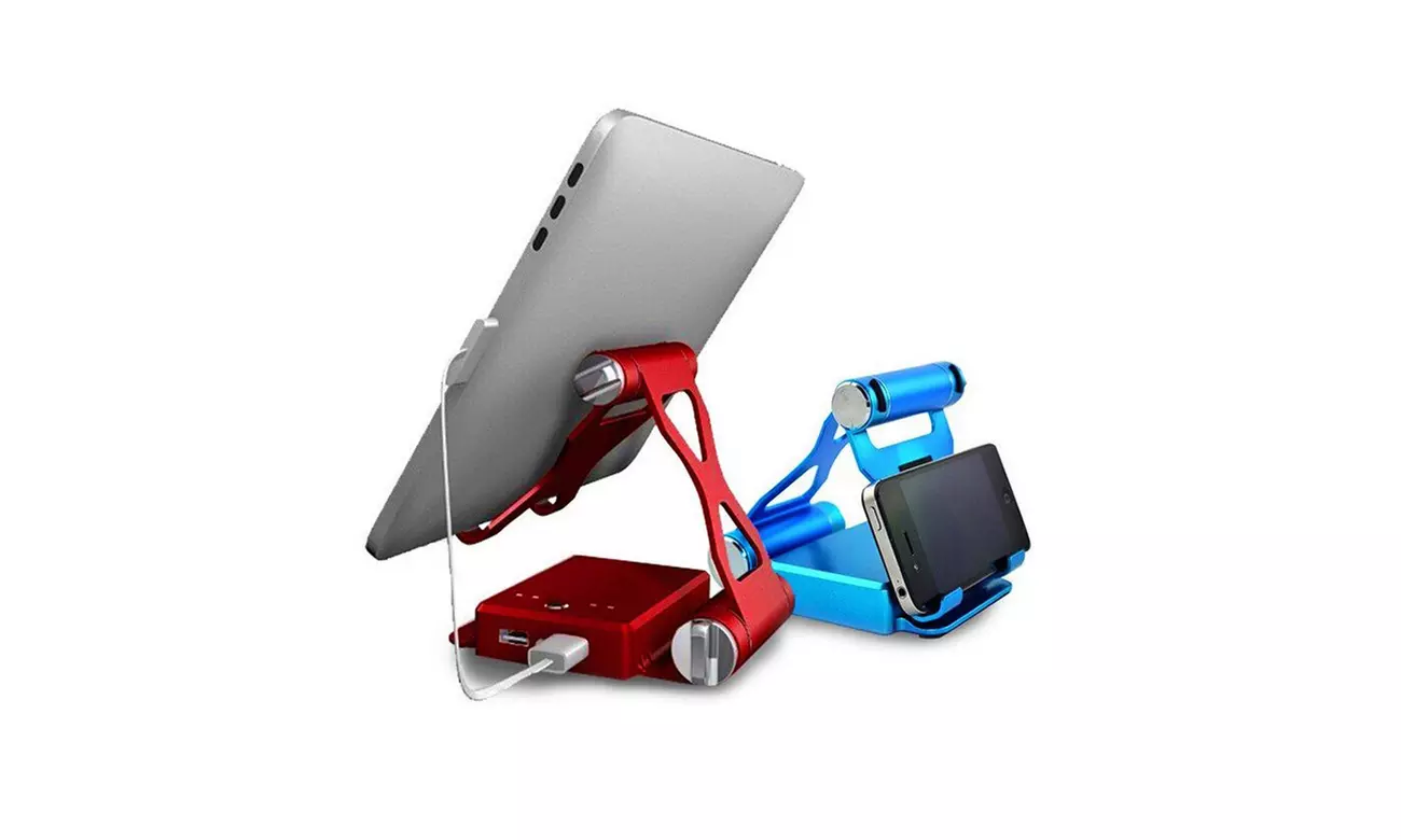 1 ou 2 supports pour tablette et smartphone avec powerbank, câbles en option - Primary Image