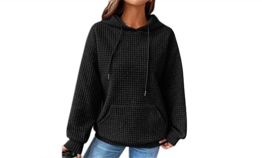 Image 7: Women's Casual Waffle Pullover Sweatshirt