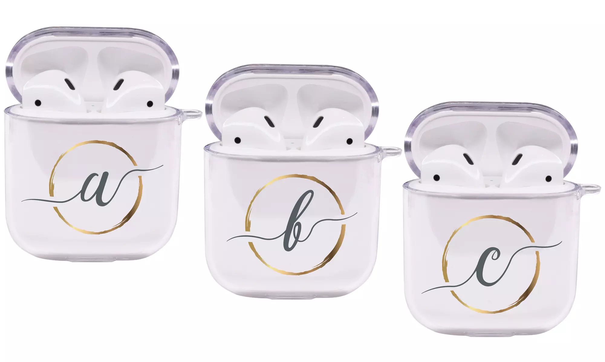 Pink Box Full Protective Airpods 1 & 2 Case with Font Initial (LED Visible) - Primary Image