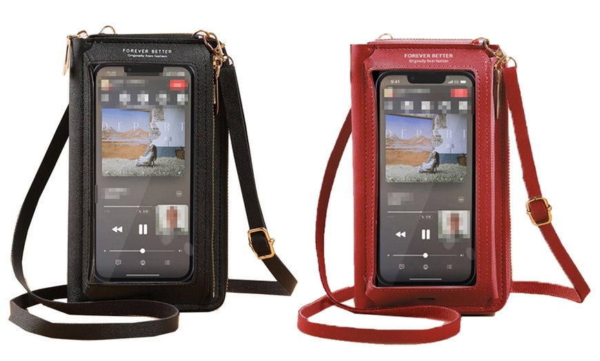 Image 27: Waterproof Crossbody Phone Bag with USB Charger Port