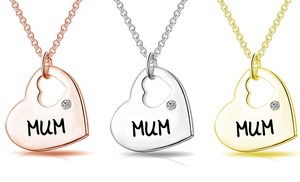 Philip Jones Mum Heart Necklace with Zircondia Crystal