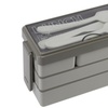 Image 2: Grey Dual-Layer Plastic Bento Lunch Box with Cutlery