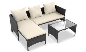 Three-Piece Outdoor PE Rattan-Effect Furniture Set