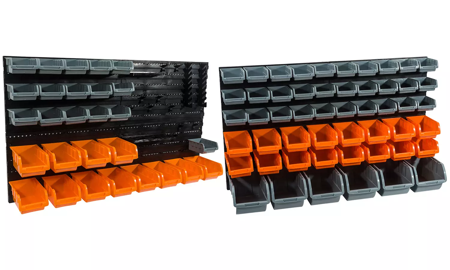 2 panneaux muraux jusque 52 bacs à bec de rangement d'outils pour garage ou atelier avec porte outils en option - Primary Image