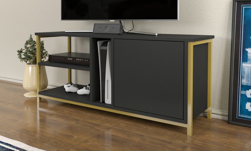 Image 26: Neola Media Television Stand with Open Shelves and Cabinet