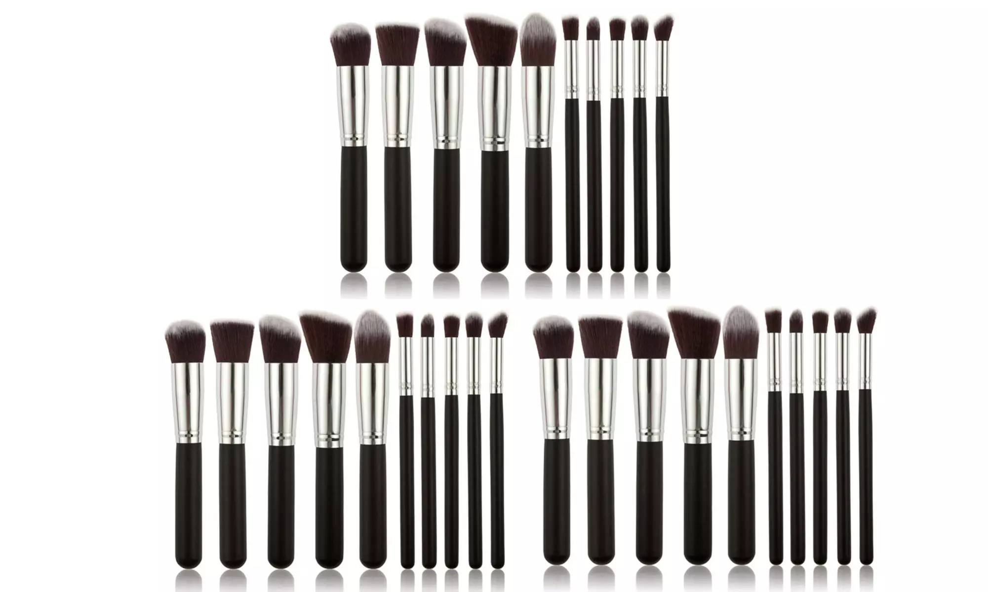 1, 2 ou 3 sets de 10 pinceaux de maquillage kabuki - Second Medium