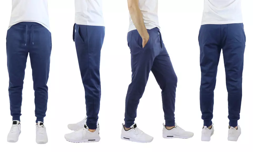 Men's Slim Fit Fleece Jogger Sweatpants with Zipper Pockets - Second Medium