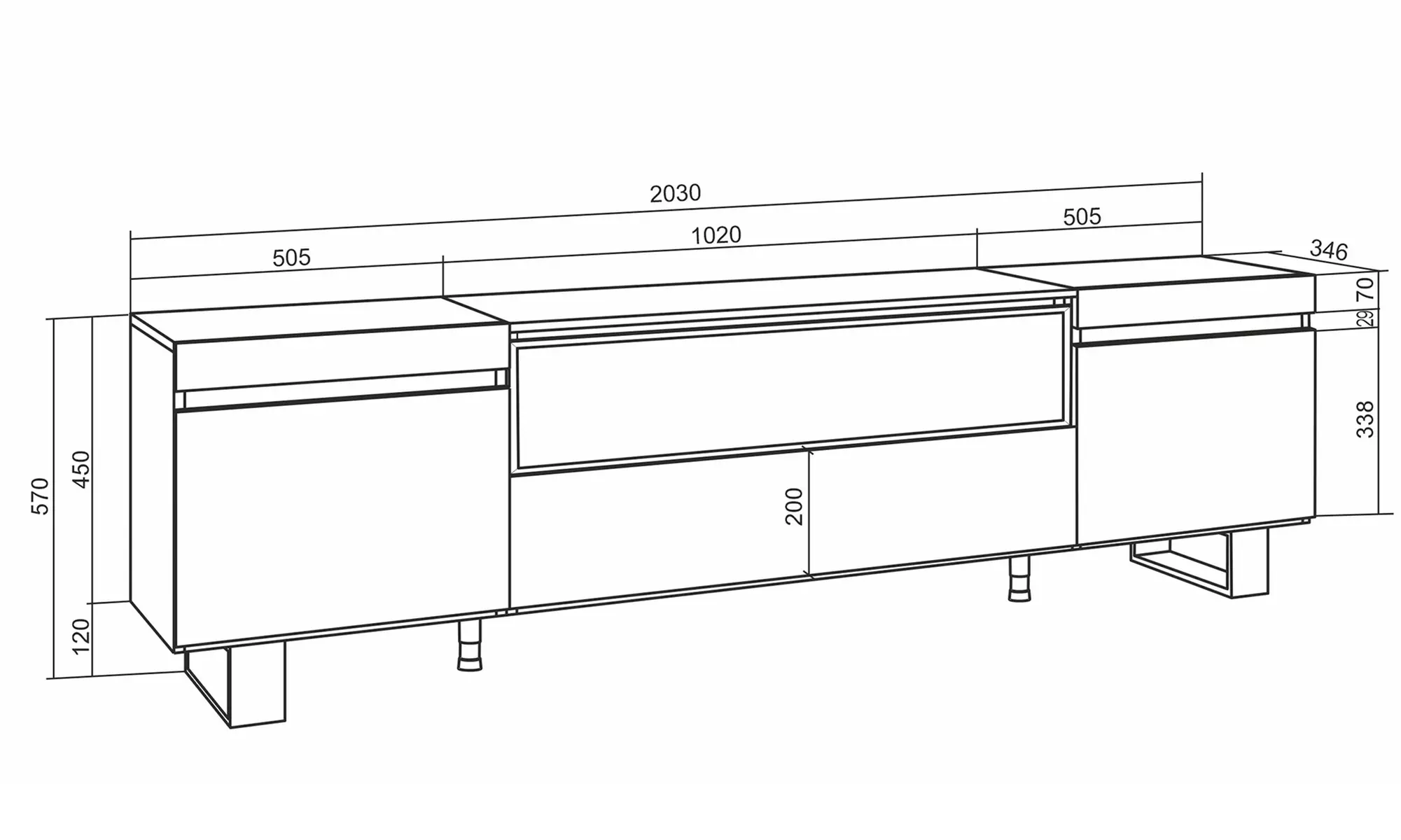 TV-Schrank mit/ohne LED-Elektrokamin