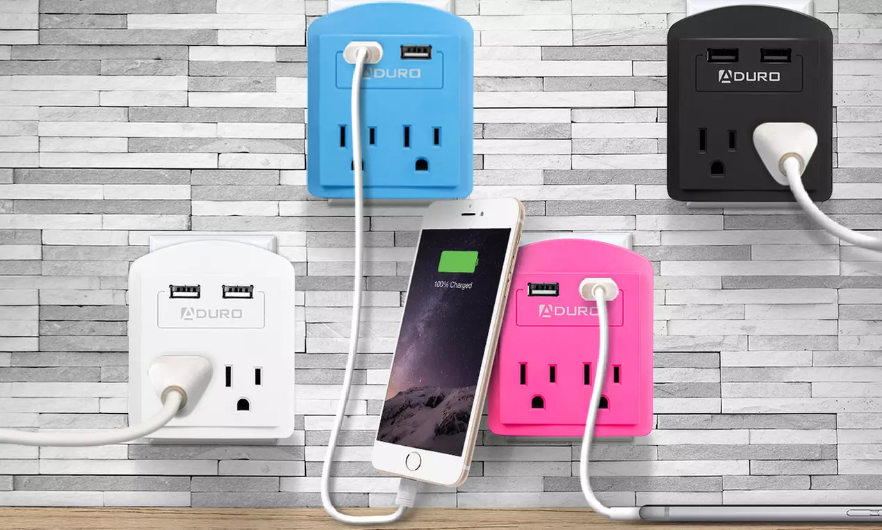 Aduro 2-Outlet Surge Protector with Dual USB Ports (1- or 2-Pack) - Primary Image