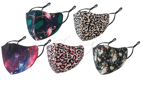 Fino a 3 maschere in cotone per viso unisex disponibili in 5 fantasie