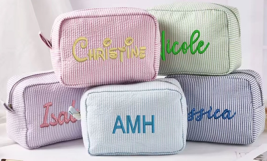 Image 1: With Justyling, Get One or Two Personalized Embroidery Wash Bags