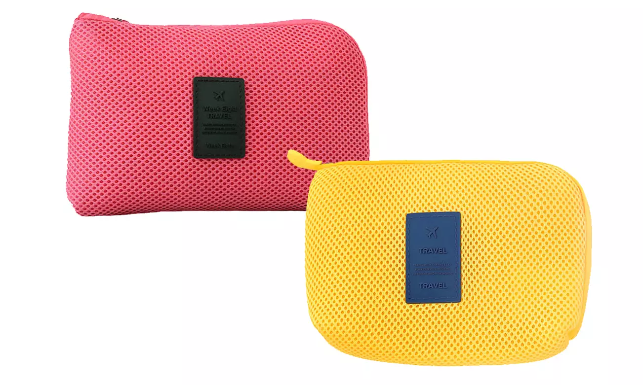 1, 2 ou 3 pochettes organisatrices de câbles et accessoires, 12,5 x 16 x 3 cm - Second Medium