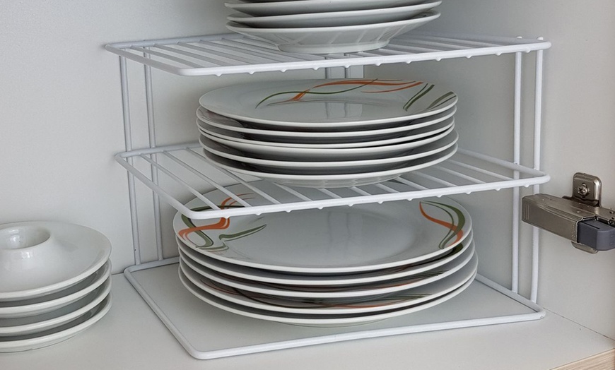 Image 1: Three-Tier Corner Plate Rack