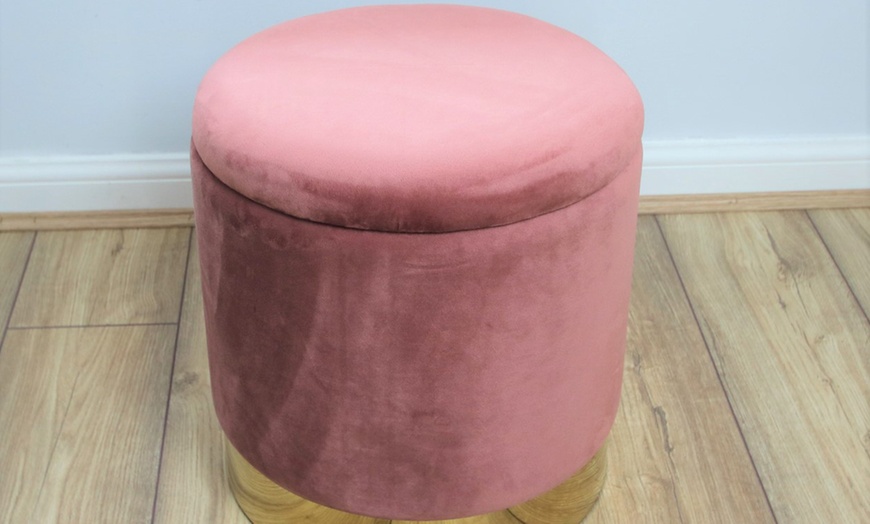 Image 18: Velvet Ottoman Upholstered Stool