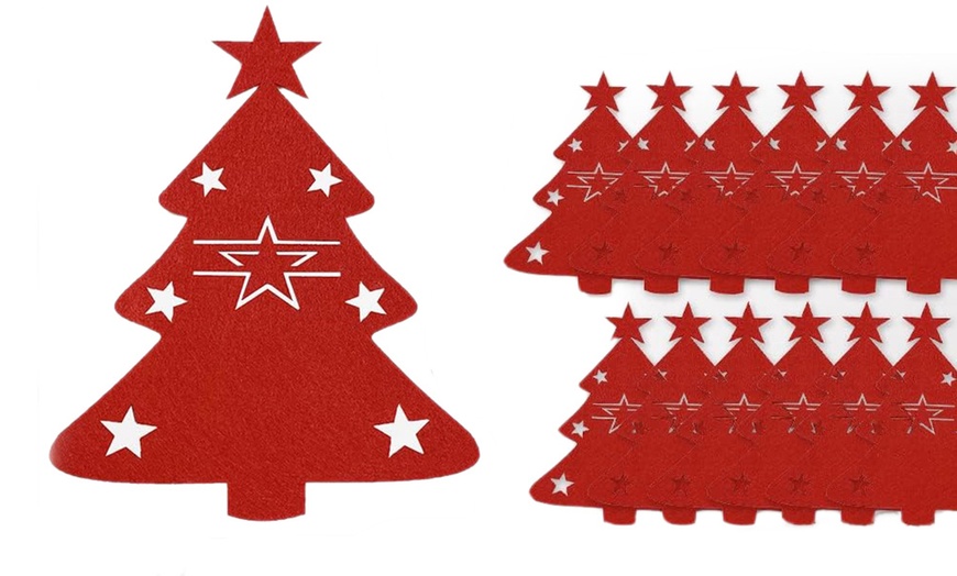 Image 6: 12er- oder 18er-Besteckhalter-Set im Weihnachtsbaum-Design