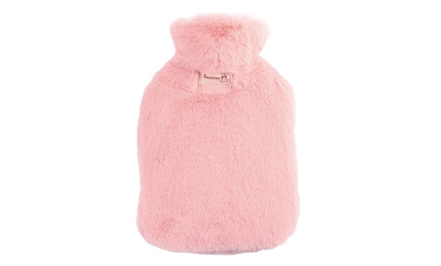 Image 11: Hot Water Bottle with Plush Cover