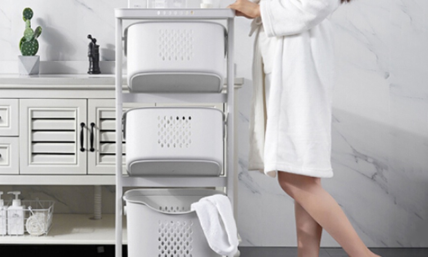 Image 5: Laundry Basket on Wheels Bathroom Storage