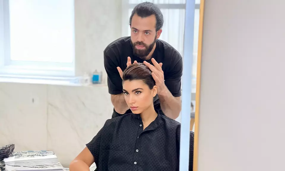 Hair Root Color with paddle dry at Spaces Salon and Spa