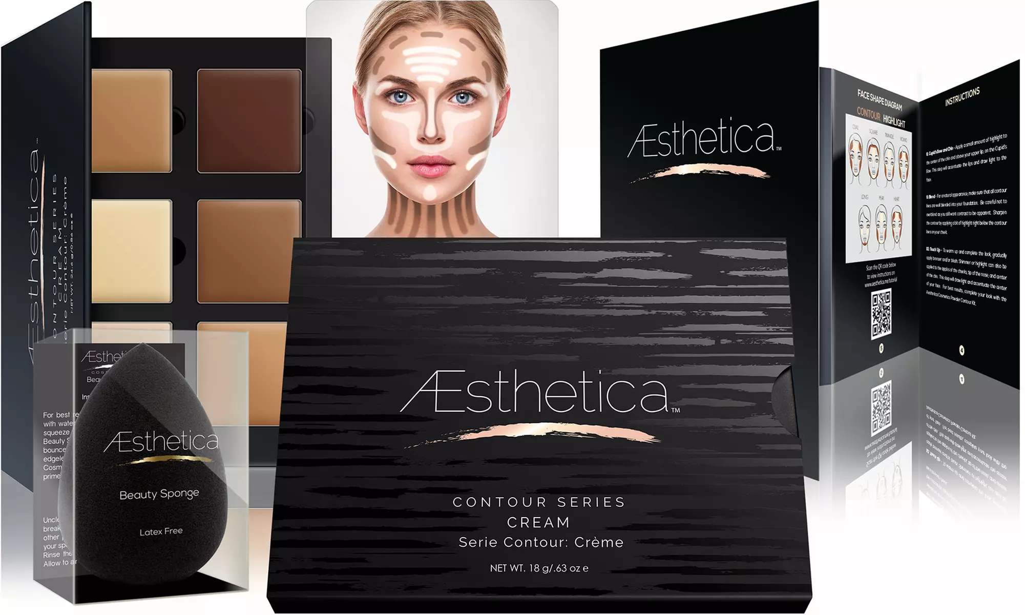 Aesthetica Cosmetics Cream Contour and Highlighting Makeup Kit (Multiple Options)  - Primary Image