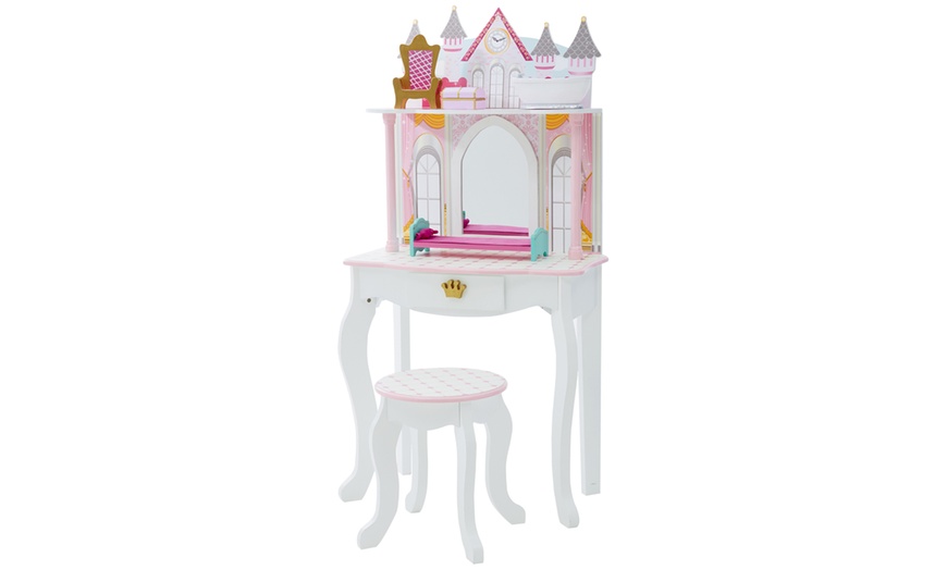 Image 1: Kids' Vanity Table and Stool Set