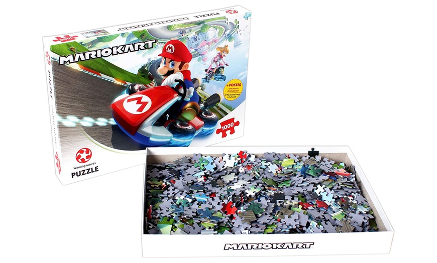 Image 1: Winning Moves Mario Kart Funracer 1000-Piece Jigsaw Puzzle