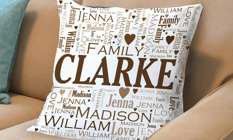 One or Two Personalized Family Word Art Pillows from GiftsForYouNow.com (Up to 50% Off) - Primary Image