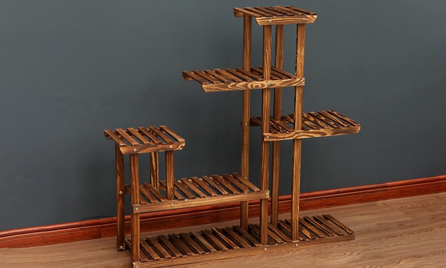 Image 4: 6-Tier Rustic Wooden Plant Stand