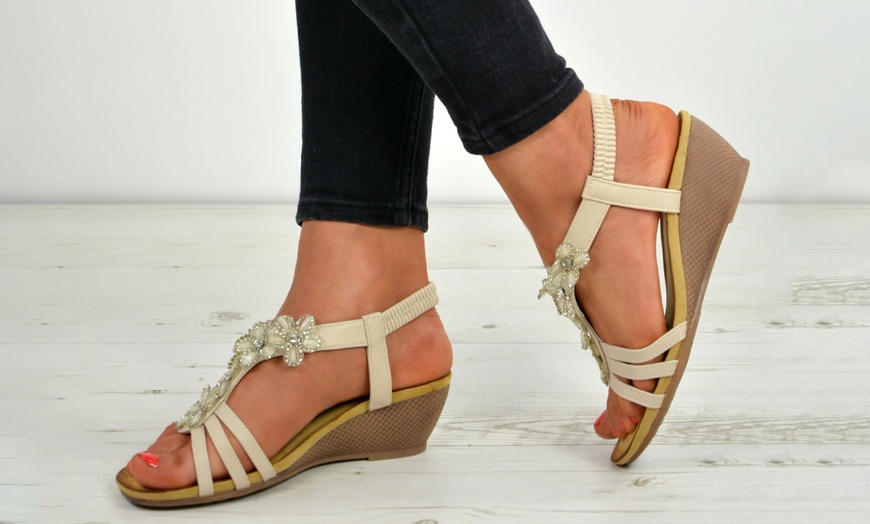 Image 10: Women's Floral Wedge Sandals