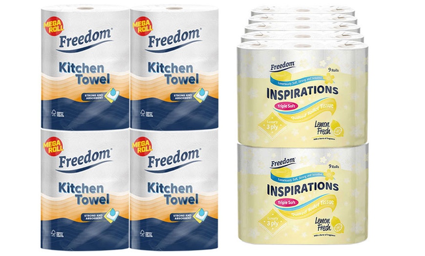 Image 12: 45 or 90 Freedom 3Ply Rolls and 24 Rolls Jumbo Rhino Kitchen Towels