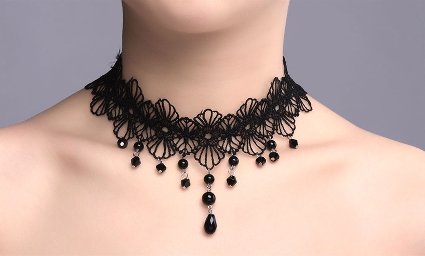 Image 1: One or Two Philip Jones Black Choker Necklaces or Choker Sets