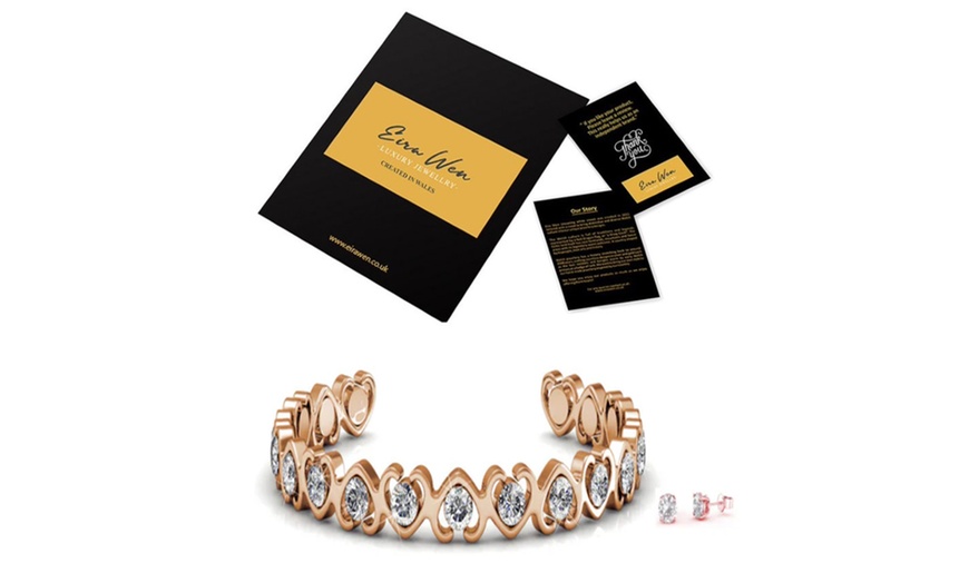 Image 13: Eira Wen Swarovski® Crystal Bangle and Earrings Set with Gift Pouch