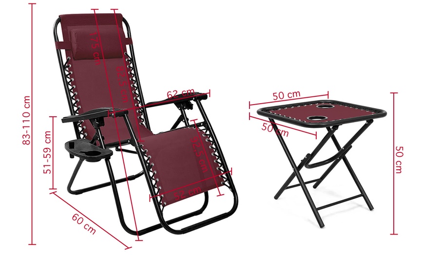 Image 15: Set van 2 tuinstoelen 'Zero Gravity' met een buitentafel