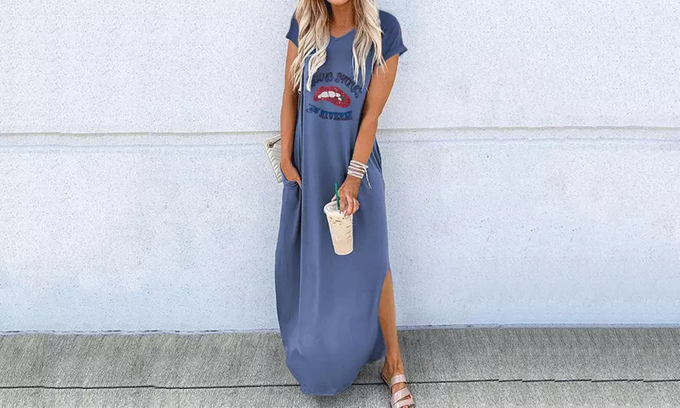 1 ou 2 robes longues imprimé "bouche" pour femme - Image 3