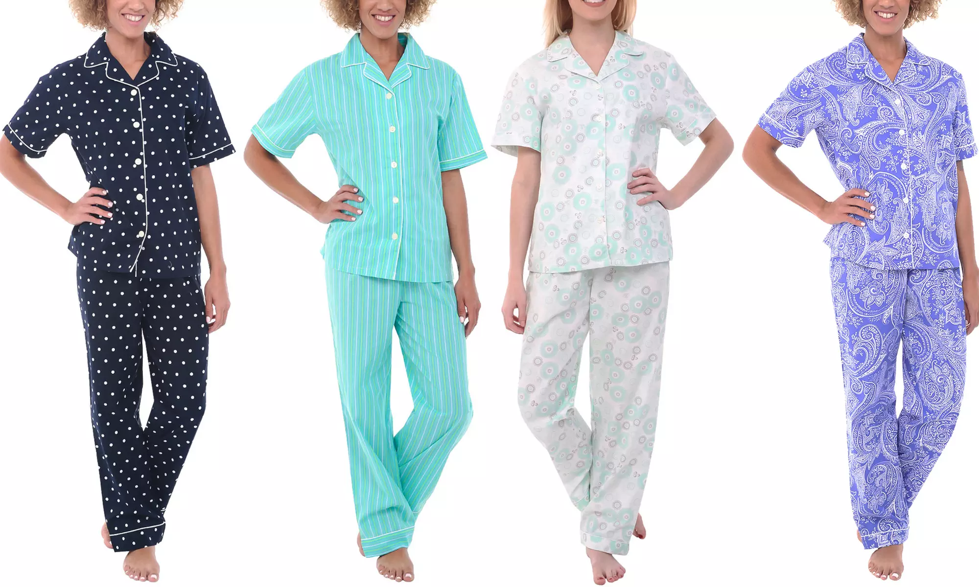 Alexander Del Rossa Women's Lightweight Cotton Short Sleeve Pajama. Plus Sizes Available. - Primary Image