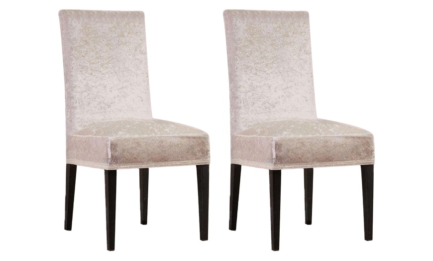 Image 7: Stretch Velvet Chair Covers