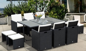 Outsunny 11-Piece Cubed Rattan Dining Set