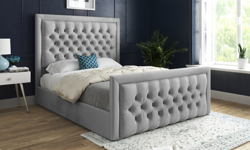 Image 10: DS Home Living Upholstered Soft Velvet Bed