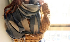 One, Two or Three Oversized Checked Wrap Scarves