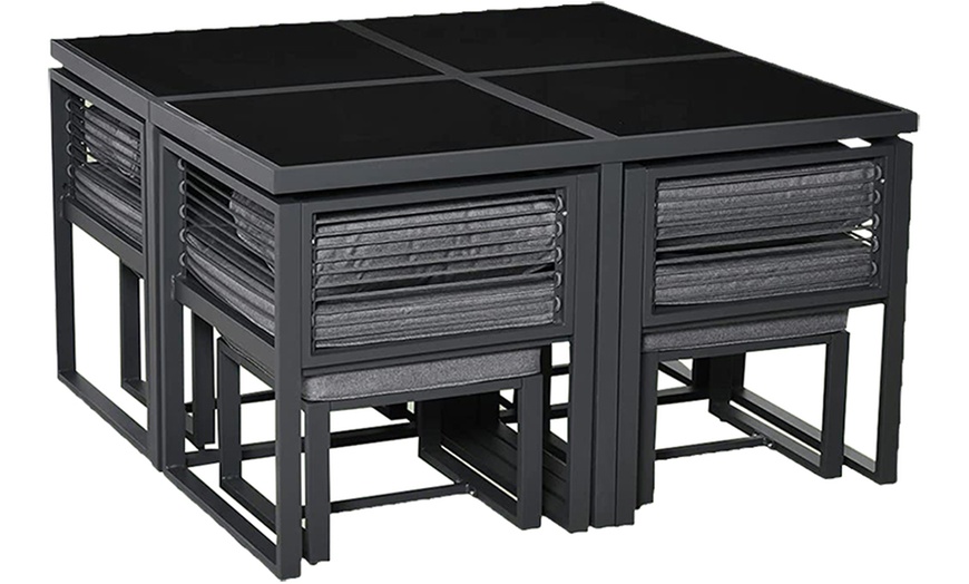 Image 3: Outsunny Eight-Seater Outdoor Cube Dining Set