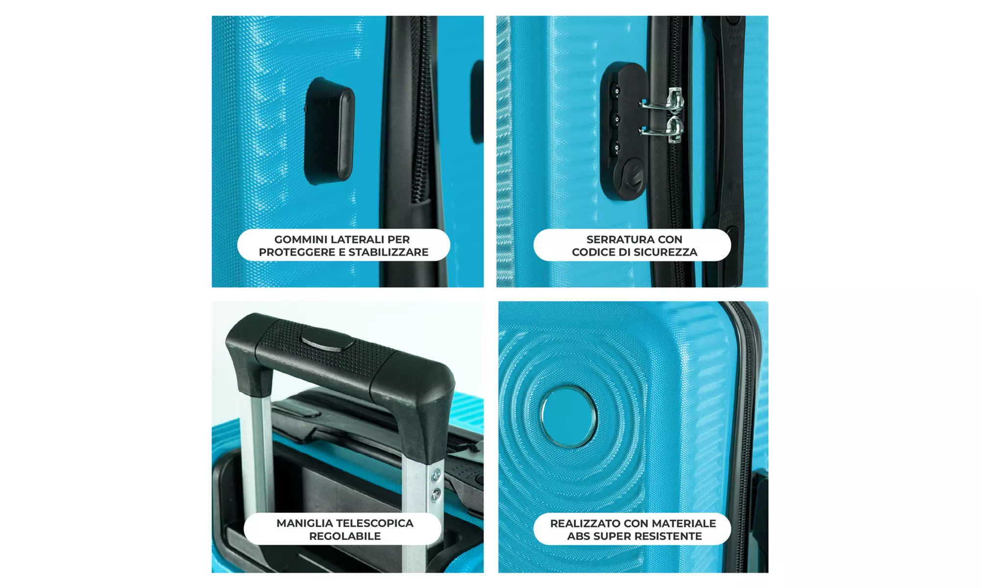 Maleta de cabina de ABS con ruedas desmontables