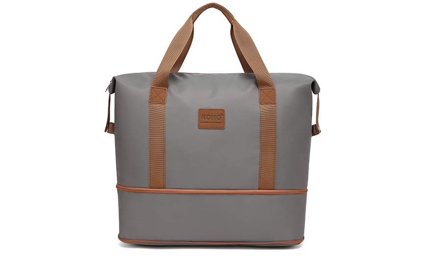 Image 9: KONO 1 or 3-Piece Grey Brown PC Luggage and Travel Bag Set 