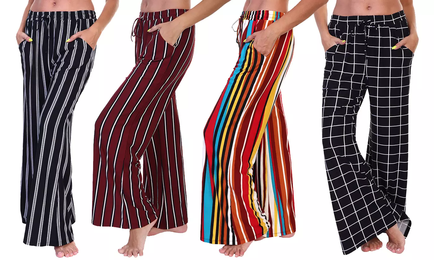 Angelina Mid-Rise Palazzo Pants with Pockets (1- or 4-Pack). Plus Sizes Available. - Primary Image