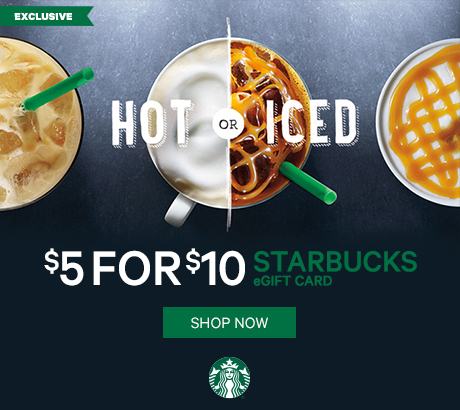 $5 for $10 Starbucks eGiftCard