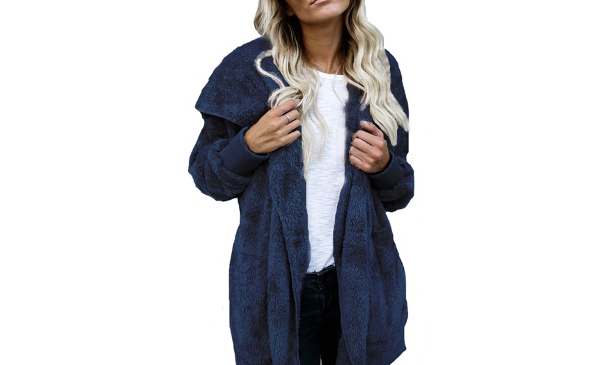 Image 10: Teddy Fleece Hooded Cardigan