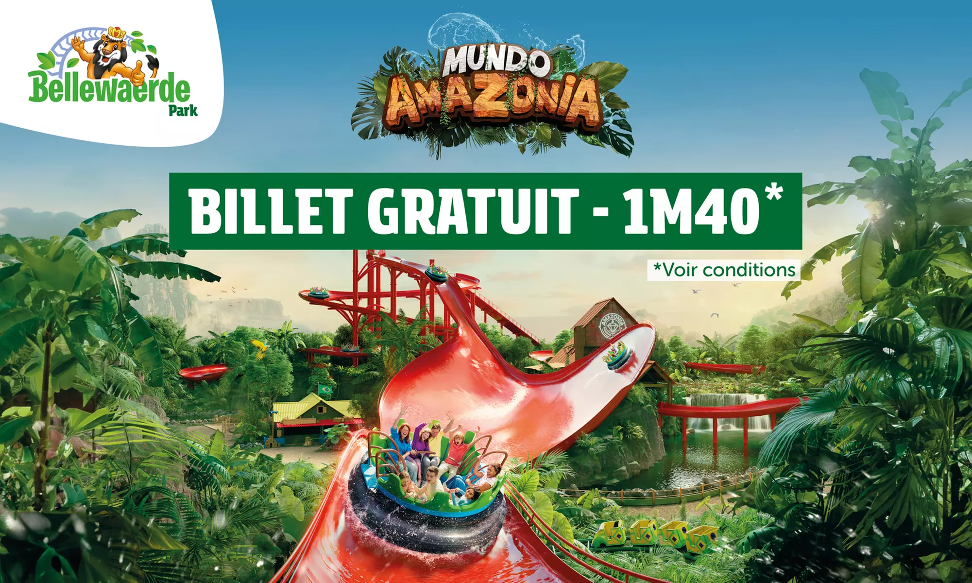 Pack famille 1 ticket Adulte + 1 ticket Enfant de moins d'1m40 pour Bellewaerde Park (50% de réduction) - Primary Image