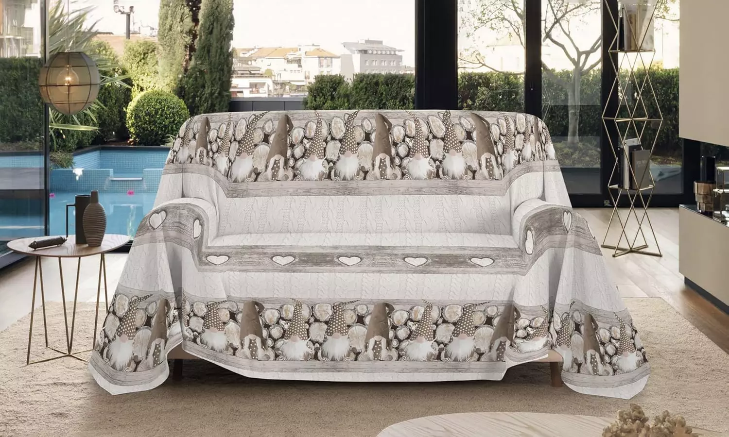 Überwurfdecke mit Zwergmotiv